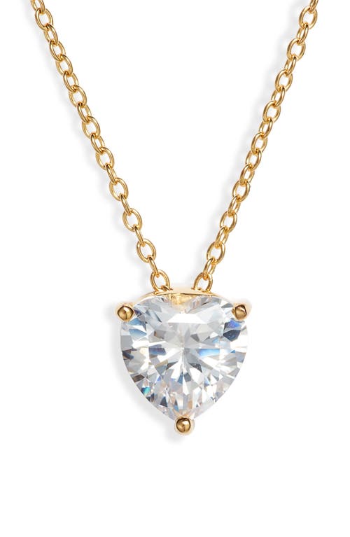 Nordstrom 2ct tw Sterling Silver Cubic Zirconia Heart Pendant Necklace in Clear- Gold at Nordstrom