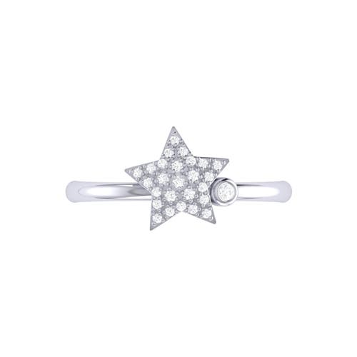 Luvmyjewelry Dazzling Star Bezel Sterling Silver Diamond Ring In Silver