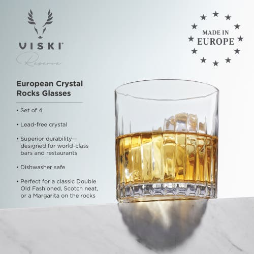 Viski Reserve Milo Crystal Rocks Glasses Set Of 4 In Clear