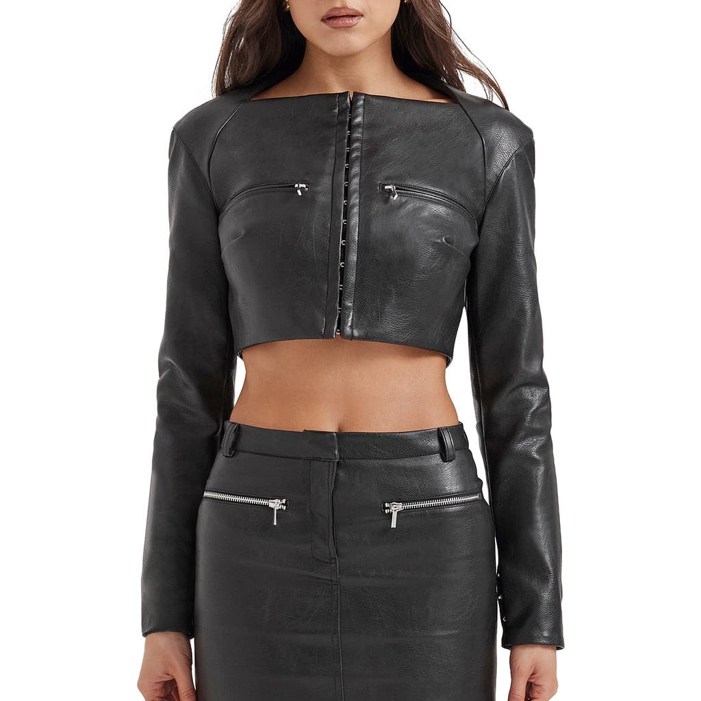 House Of Cb Ione Crop Jacket In Black