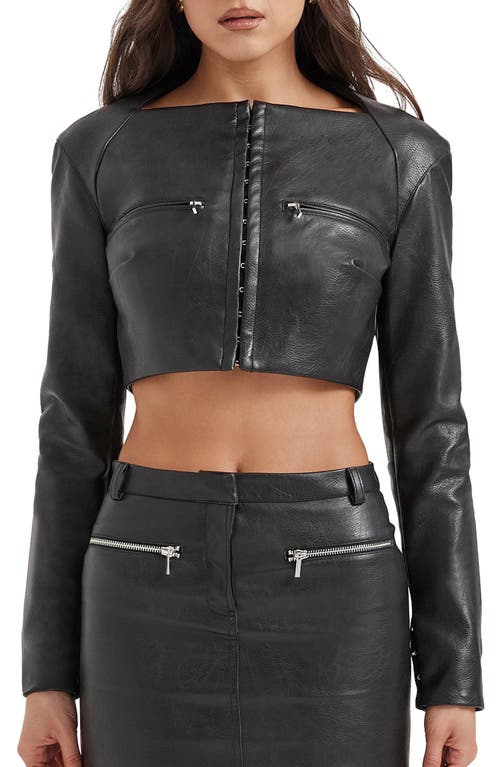 House Of Cb Ione Crop Jacket In Black