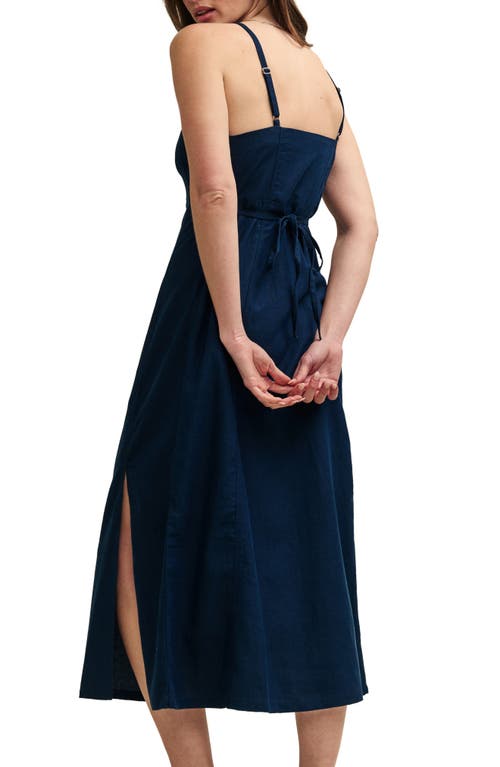 Nobody's Child Maddy Dark Denim Twill Midi Dress In Blue