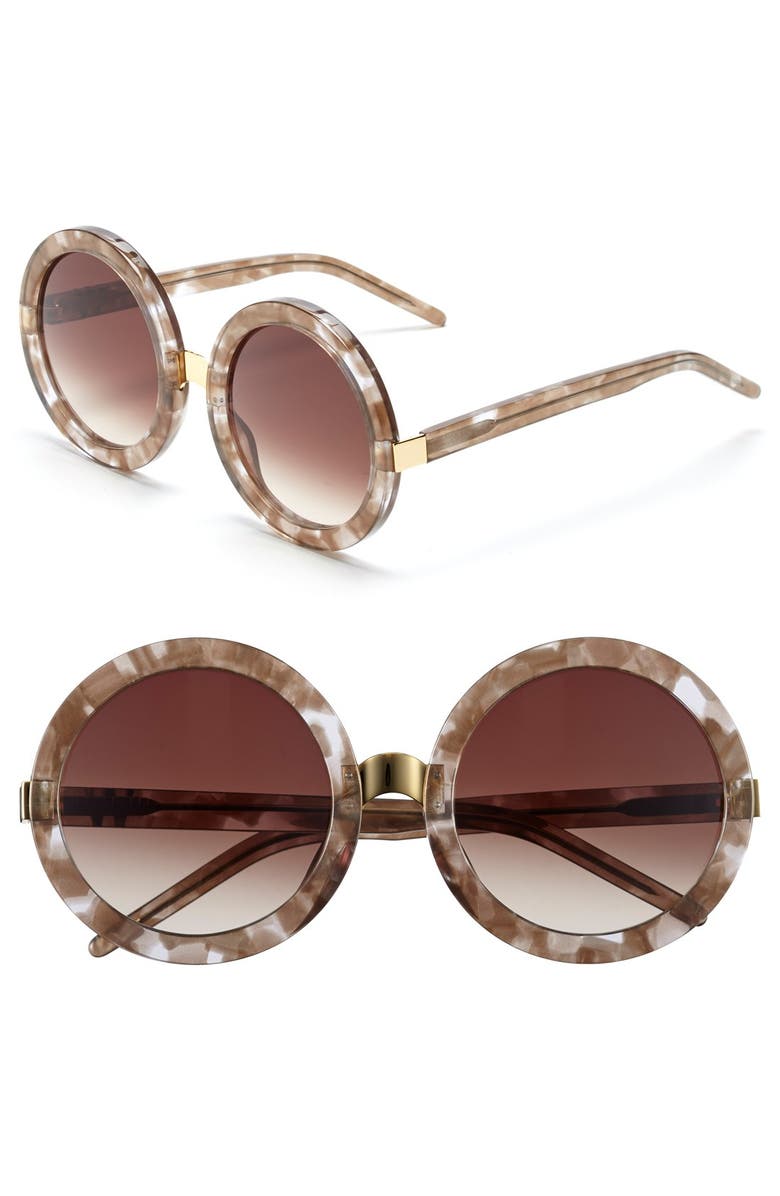 WILDFOX 'Malibu' 56mm Sunglasses, Main, color, GREY MARBLE/ BROWN GRADIENT