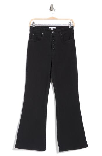 See Thru Soul Jaclyn High Waist Flare Leg Jeans In Black