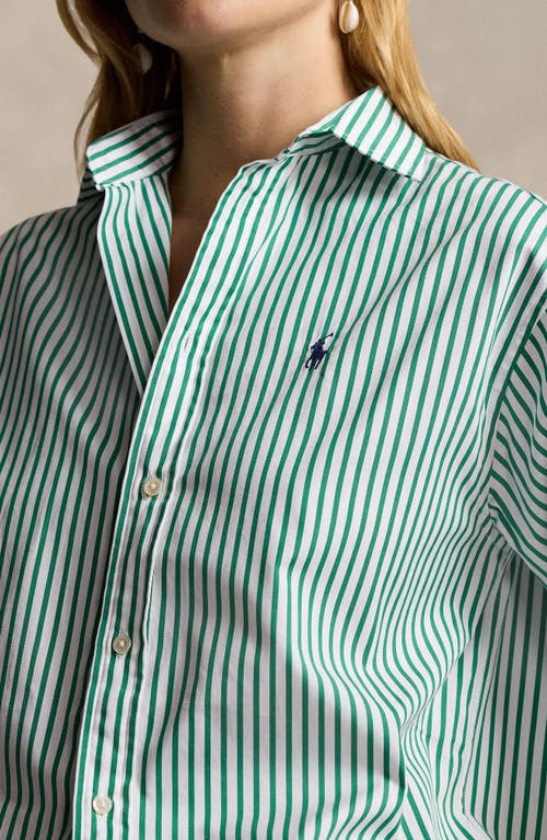 Shop Polo Ralph Lauren Stripe Button-up Shirt In White/bay Green