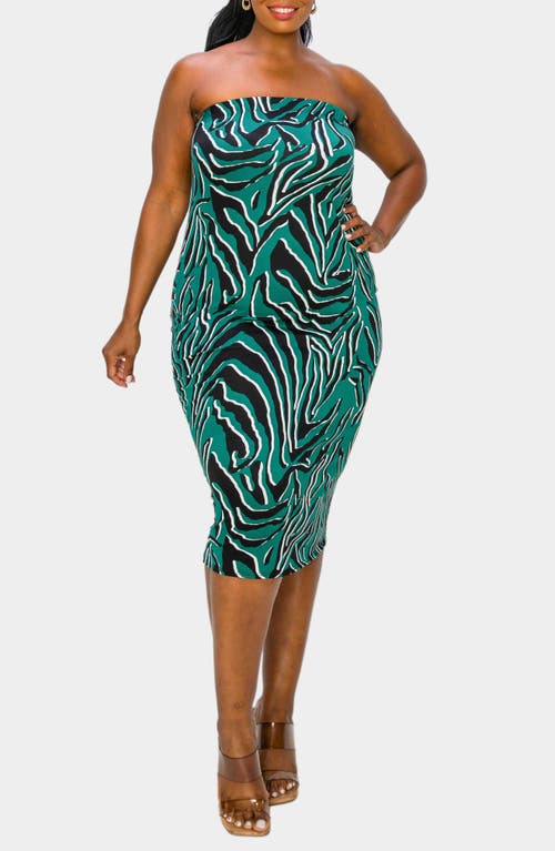 Shop L I V D Kiko Zebra Print Strapless Tube Dress In Hunter