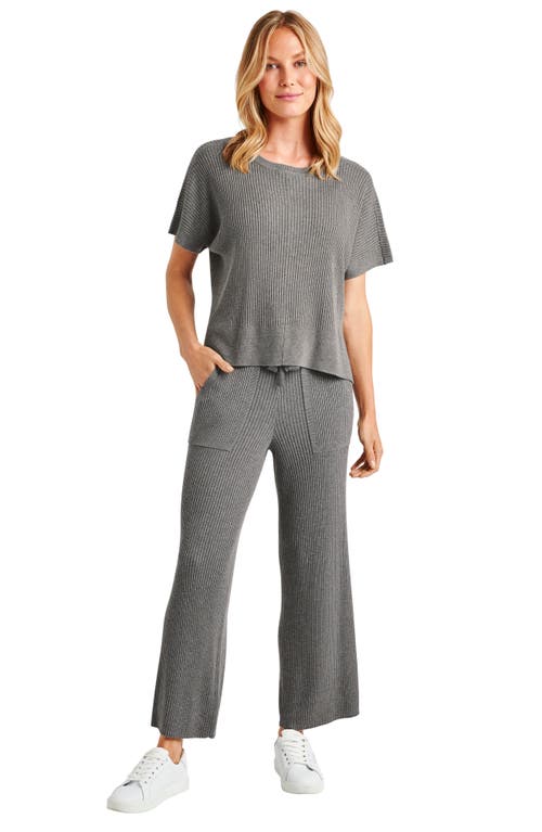 Shop Splendid Georgie Rib Wide Leg Crop Pants In Heather Grey