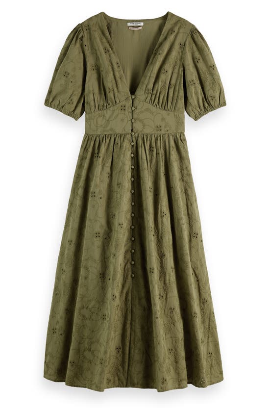 Scotch & Soda Broderie Anglaise Button Front Dress In Green