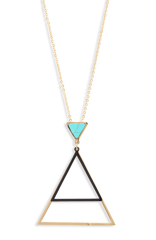Shop Knotty Triangle Pendant Necklace In Gold/turquoise