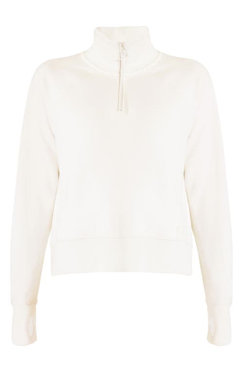 Shop Sweaty Betty Revive Rib Trim Half-zip Pullover In Lily White