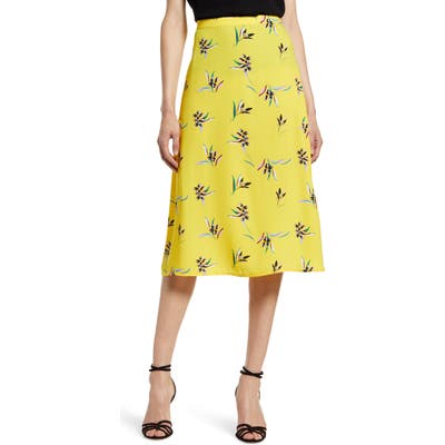 Halogen Midi Skirt, Yellow