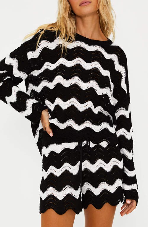 Beach Riot Cover-Up Sweater Black And White Tides at Nordstrom,
