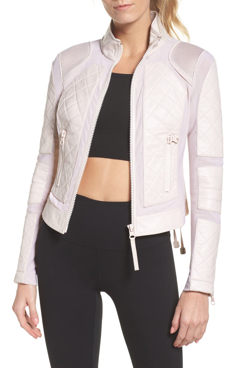 Leather Mesh Moto Jacket