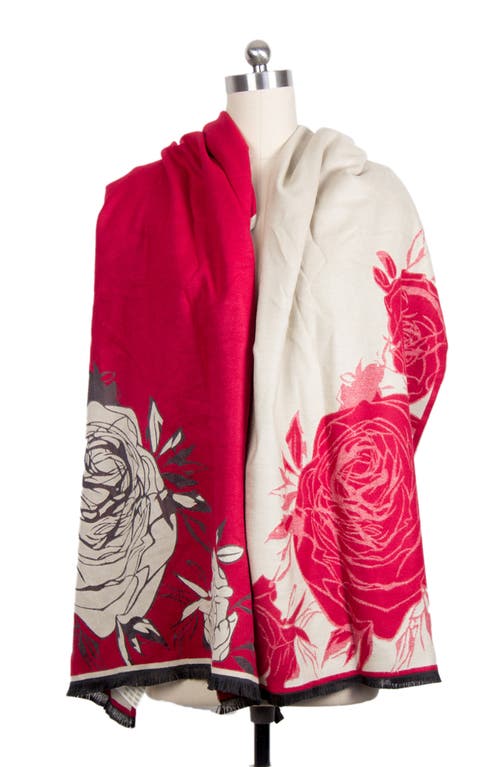 Saachi Floral Reversible Scarf In Red/cream
