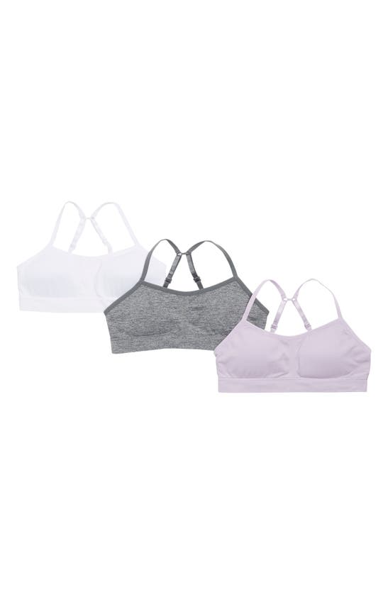 Rene Rofe Girl Kids' Astrid 3-pack Seamless Bralettes In Pink/grey/white