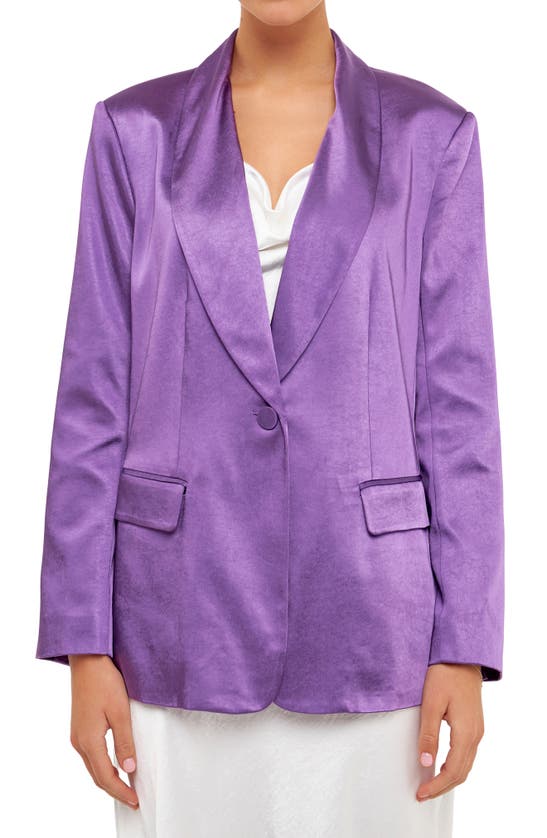Endless Rose The Satin Blazer In Purple