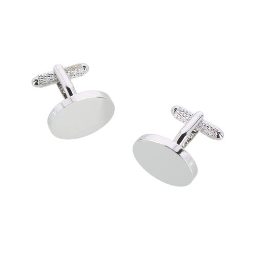 Shop Trafalgar Asher Oval Brass  Cufflinks In Silver