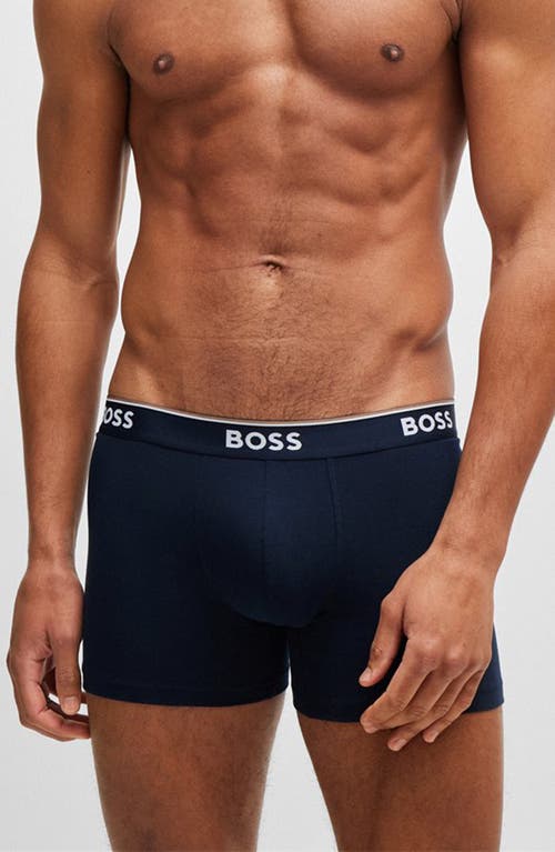 Shop Hugo Boss Boss 3-pack Power Stretch Cotton Boxer Briefs In Blue