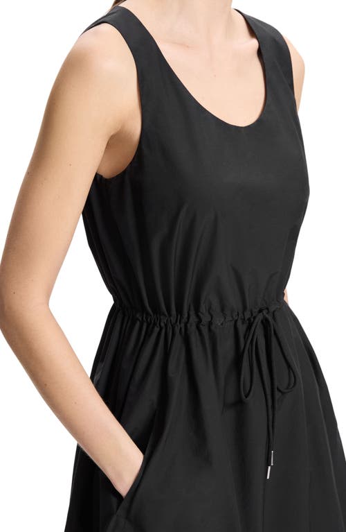 Shop Theory Tie Waist Sleeveless Poplin Dress In Black