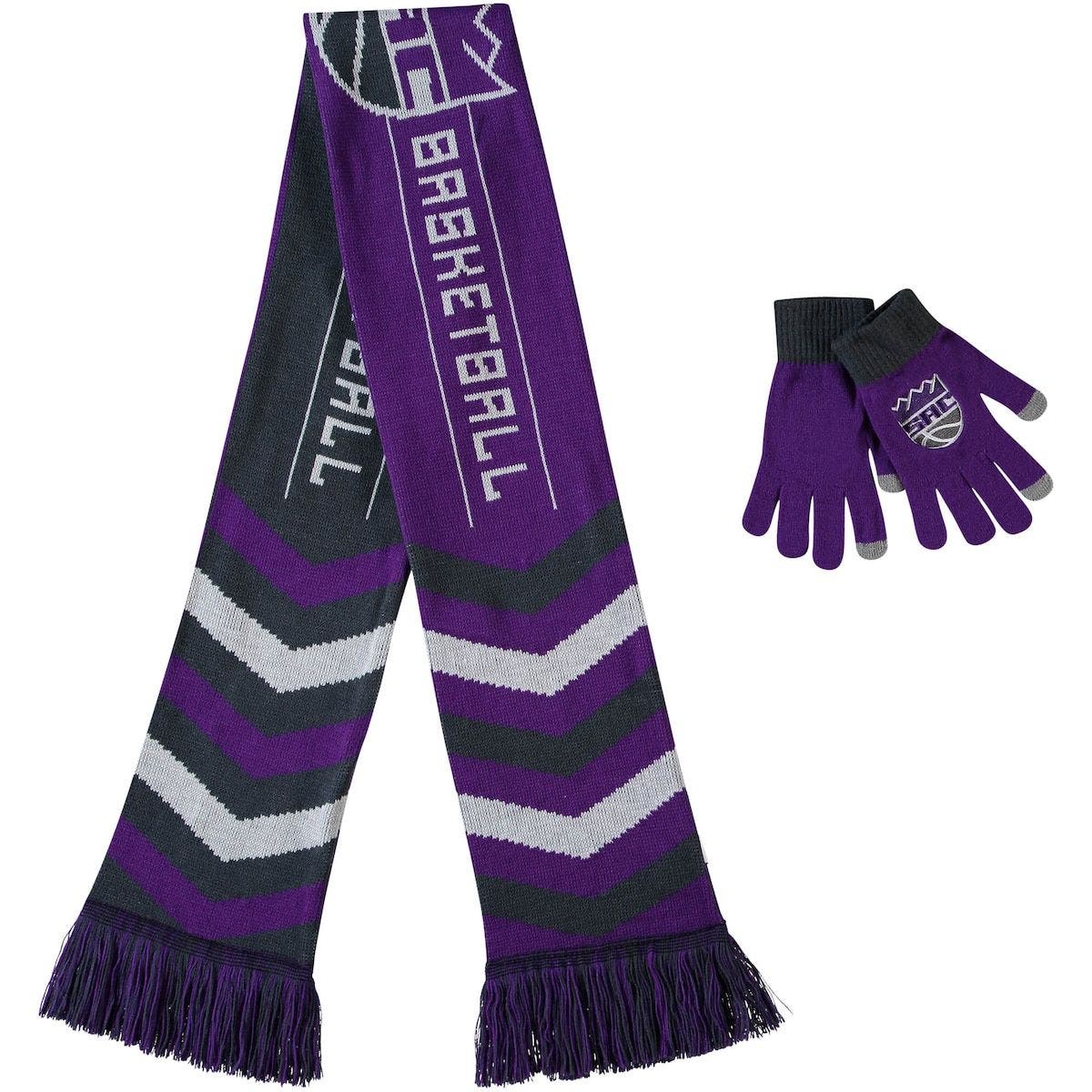 lilac scarf and gloves