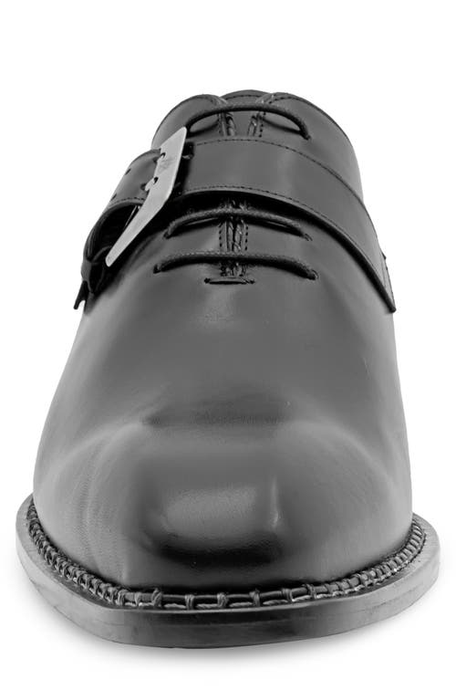 Mezlan Machado Buckle Strap Wholecut Shoe In Black Leather