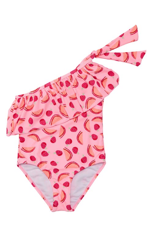 Snapper Rock Berry Sweet Frill One-shoulder One-piece Swimsuit In Pink