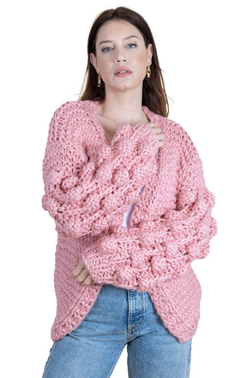 Saachi Pompom Knit Cardigan In Blush