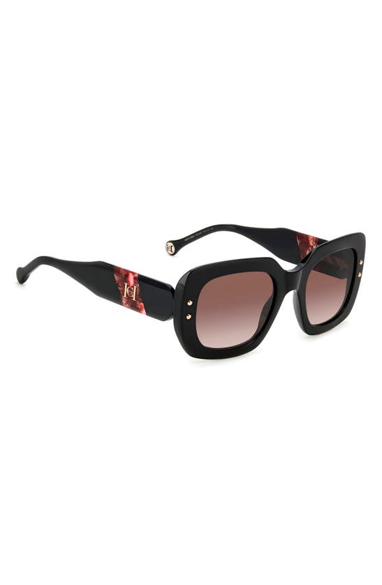 Shop Carolina Herrera 52mm Rectangular Sunglasses In Black/ Red