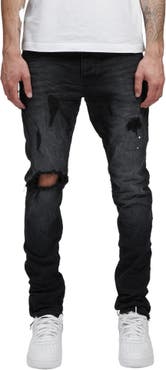 Purple Brand Mid Rise Slim Leg Jeans - Black Overspray • Price »