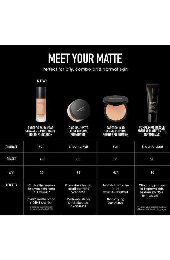 Bareminerals ® Barepro 24hr Wear Skin-perfecting Matte Liquid Foundation Mineral Spf 20 Pa++ In Medium Deep 43 Neutral