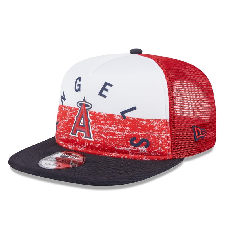 New Era White/red Los Angeles Angels Team Foam Front A-frame Trucker 9fifty Snapback Hat