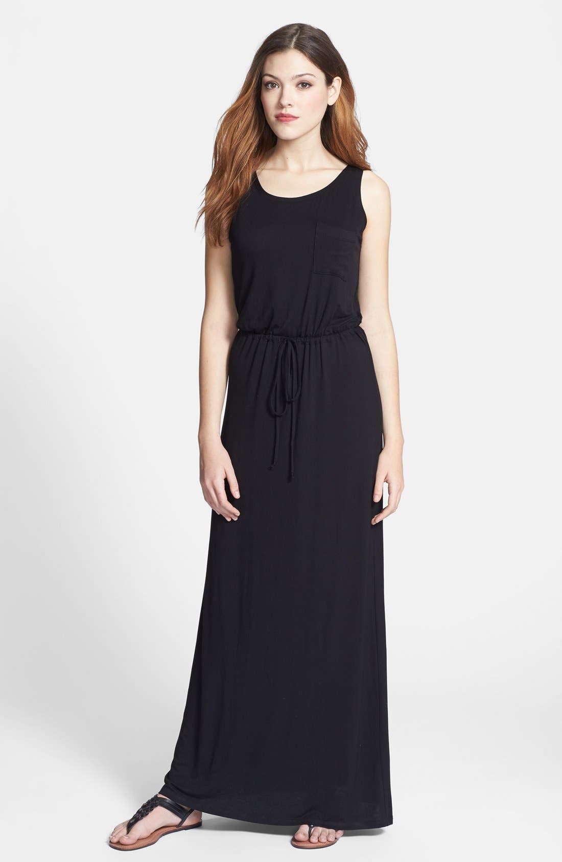 Caslon® Drawstring Jersey Maxi Dress (Regular & Petite) Nordstrom