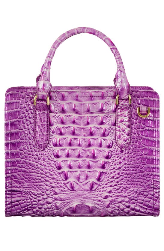 Shop Brahmin Cami Croc Embossed Leather Satchel In Lilac Essence