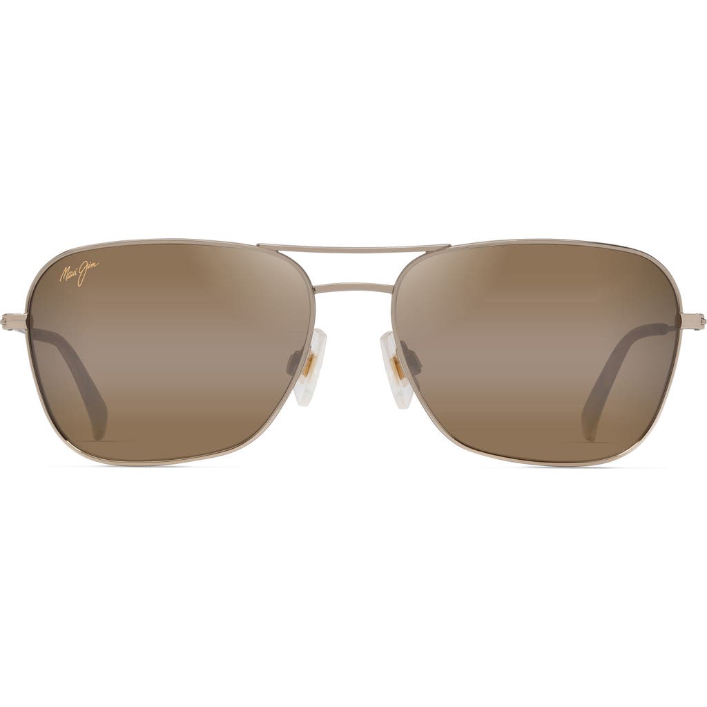 Maui Jim Naauao 58mm Polarizedplus2® Gradient Aviator Sunglasses In Gold Red Brown