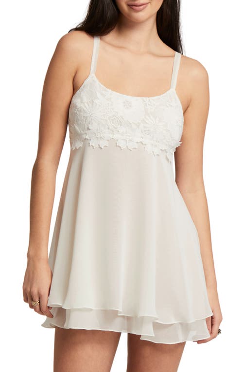 Rya Collection Beloved Lace Trim Chiffon Chemise Ivory at Nordstrom,