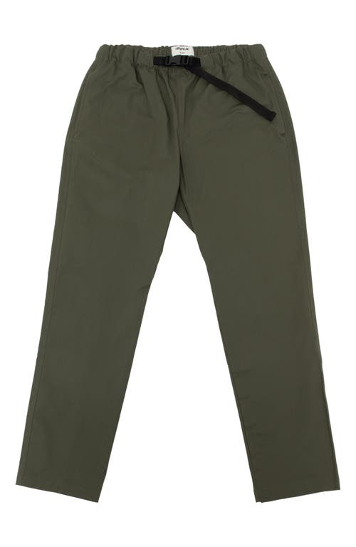 Belted Woven Cotton Pants in Green Bean
