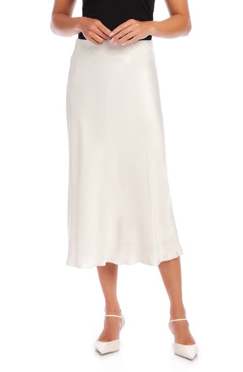 Mia Bias Cut Satin Midi Skirt in Off White