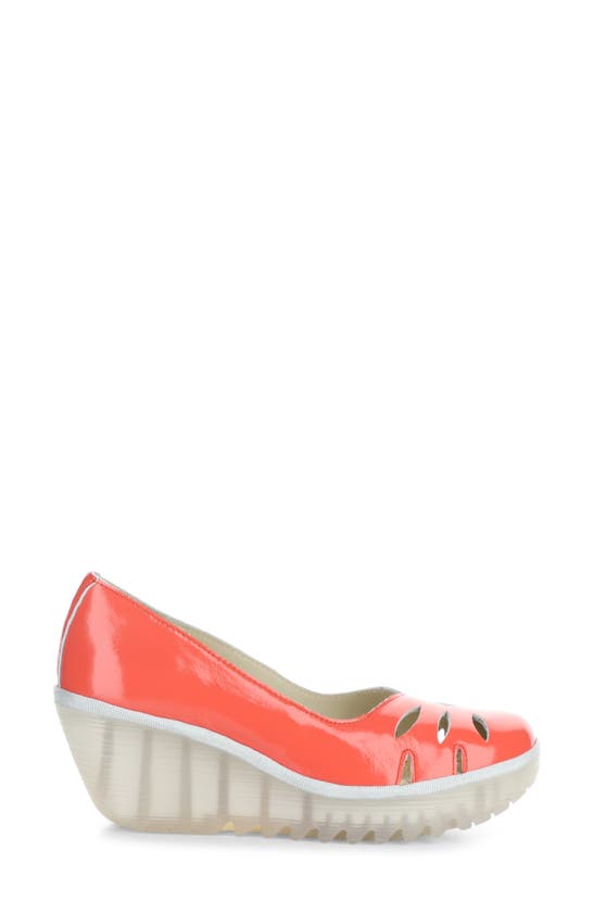 Fly London Yubi Wedge Heel Sandal In Scarlet Nappalak