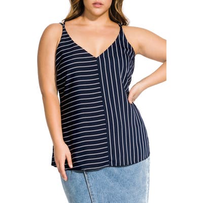 Plus Size City Chic Split Stripe Cami, Blue