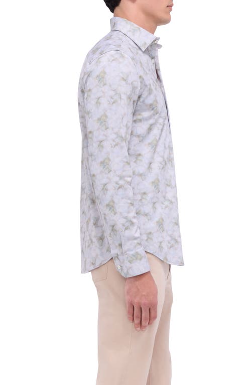 Shop Bugatchi Jimmy Ooohcotton® Leaf Print Button-up Shirt In Desert