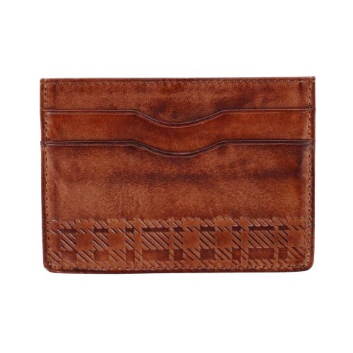 Trafalgar Caelen Plaid Embossed Bi-fold Wallet And Card Case Combo In Cognac