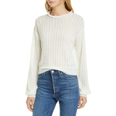 Joie Hadar Pointelle Wool Blend Sweater, Ivory
