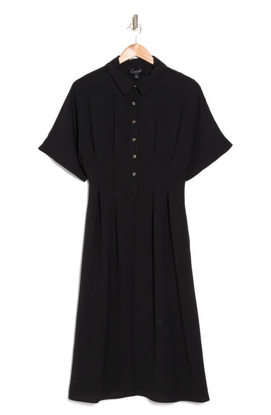 Shop Connected Apparel Batwing Sleeve Midi Shirtdress In Black
