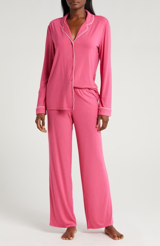 Shop Nordstrom Moonlight Eco Knit Pajamas In Pink Carmine