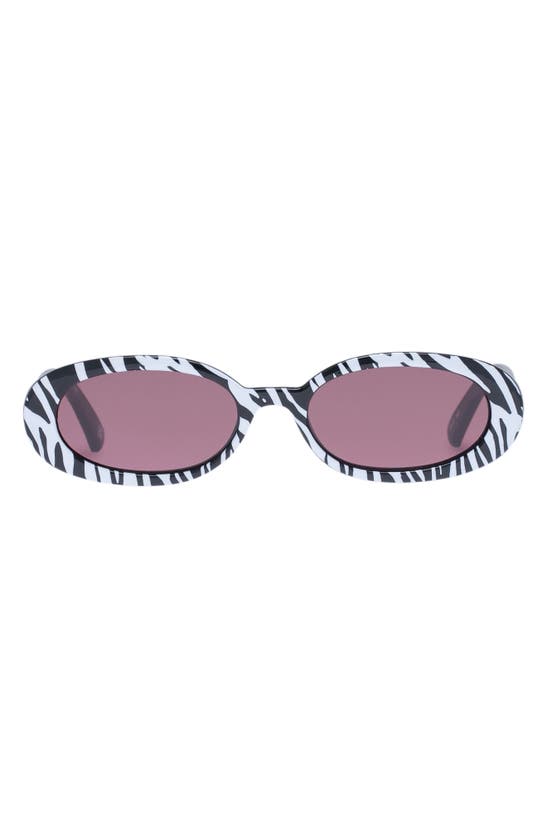 Shop Le Specs Outta Love 51mm Oval Sunglasses In White Tiger / Smokey Brown