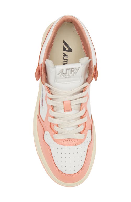 Shop Autry Medalist Mid Sneaker In White/sashimi