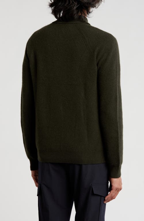 Bruno Magli Rib Cashmere Polo Sweater In Olive