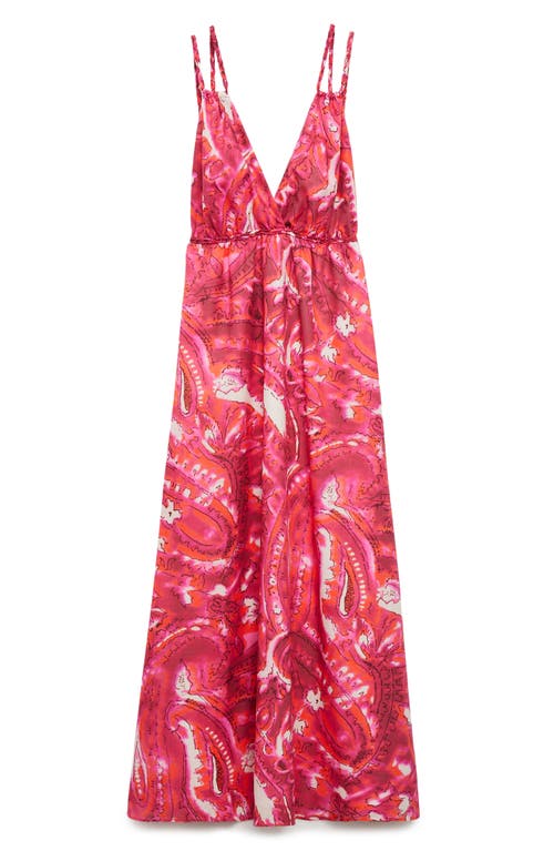 Shop Mango Strappy Open Back Cotton Maxi Sundress In Fuchsia