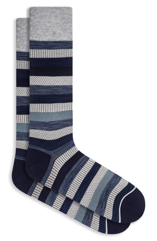 BUGATCHI BUGATCHI STRIPE COTTON BLEND DRESS SOCKS 