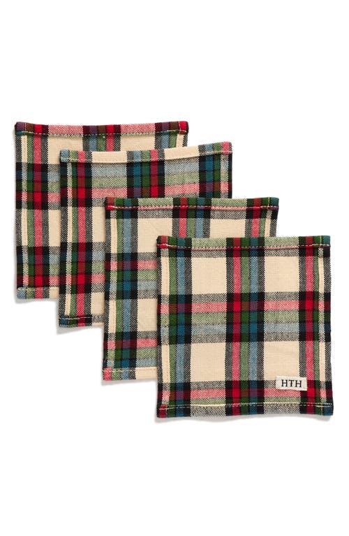 Heather Taylor Home Set Of 4 Plaid Cocktail Napkins In Idyllwild Plaid